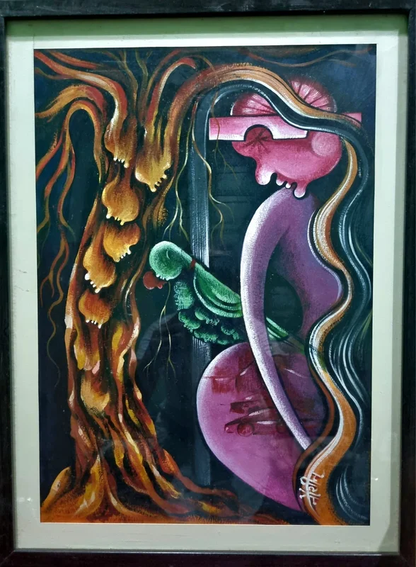 Between Two Worlds — original modern painting by Shweta Jain Maheshwari